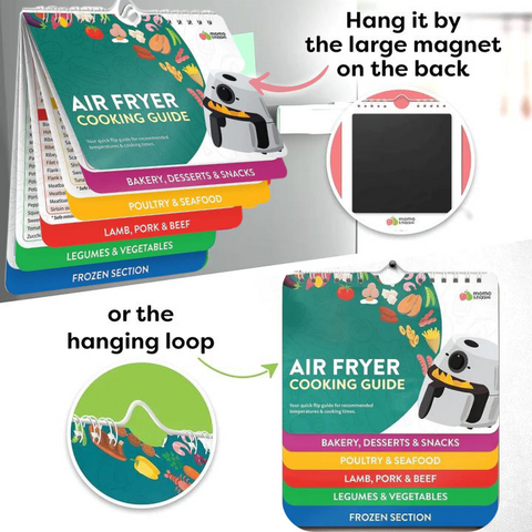 Air Fryer Cheat Sheet Magnets Cooking Guide Booklet