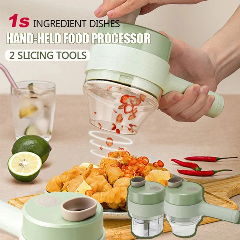 Garlic Grinder, Masher Onion Chopper - 4 In 1 Multi-function Cordless Food Processor