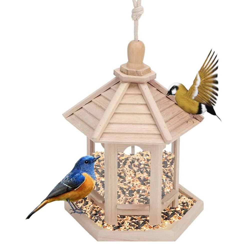 Wooden Transparent Household Bird Feeder