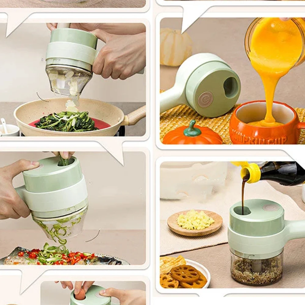 Garlic Grinder, Masher Onion Chopper - 4 In 1 Multi-function Cordless Food Processor