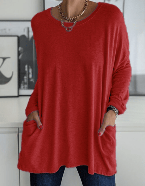 Hot Sale -49% Off – Round Neck Long Sleeve Pocket Solid T-shirt
