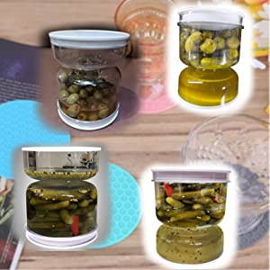 Pickle And Olives Jar Container With Strainer