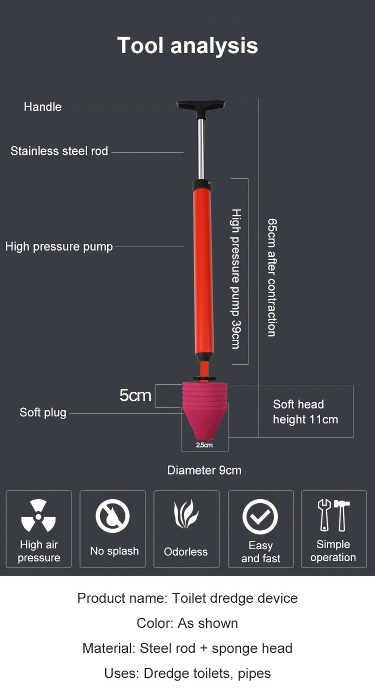 New Year Special Sale 49% Off – Household High-pressure Manual Toilet Drain Pipe Unblocker