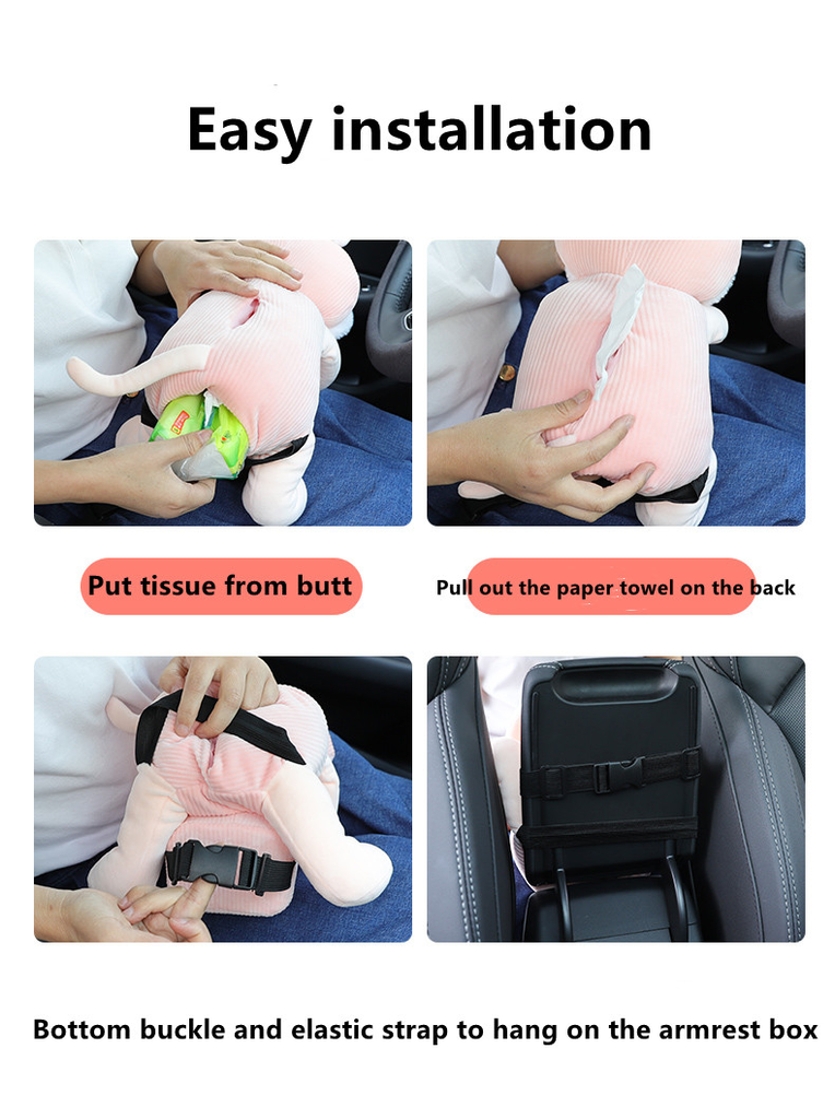 Cute Plush Animals Armrest Tissue Box