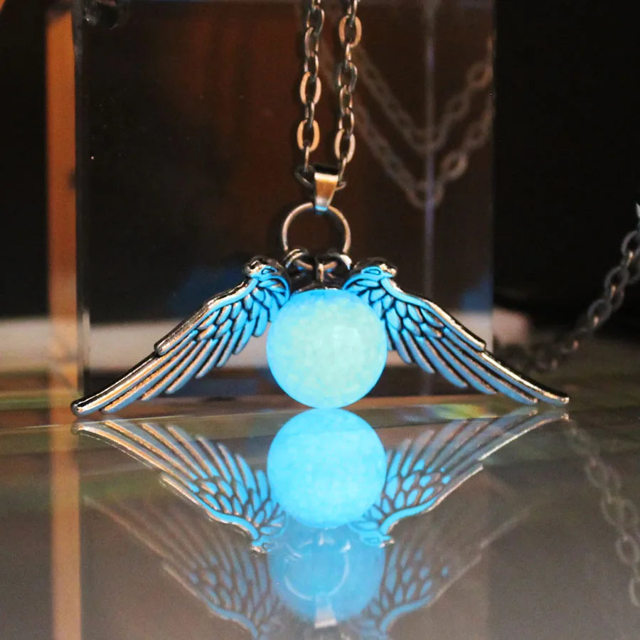 Eagle Wings Feather Glowing Ball Necklace	