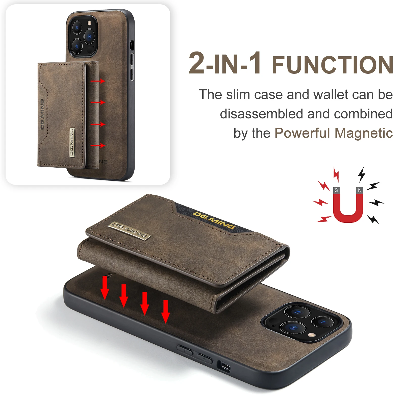 2 In 1 Detachable Leather Wallet Case For Iphone
