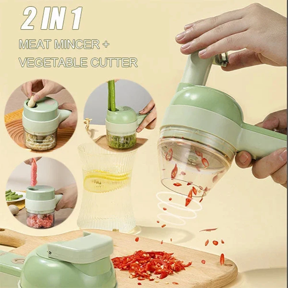 Garlic Grinder, Masher Onion Chopper - 4 In 1 Multi-function Cordless Food Processor