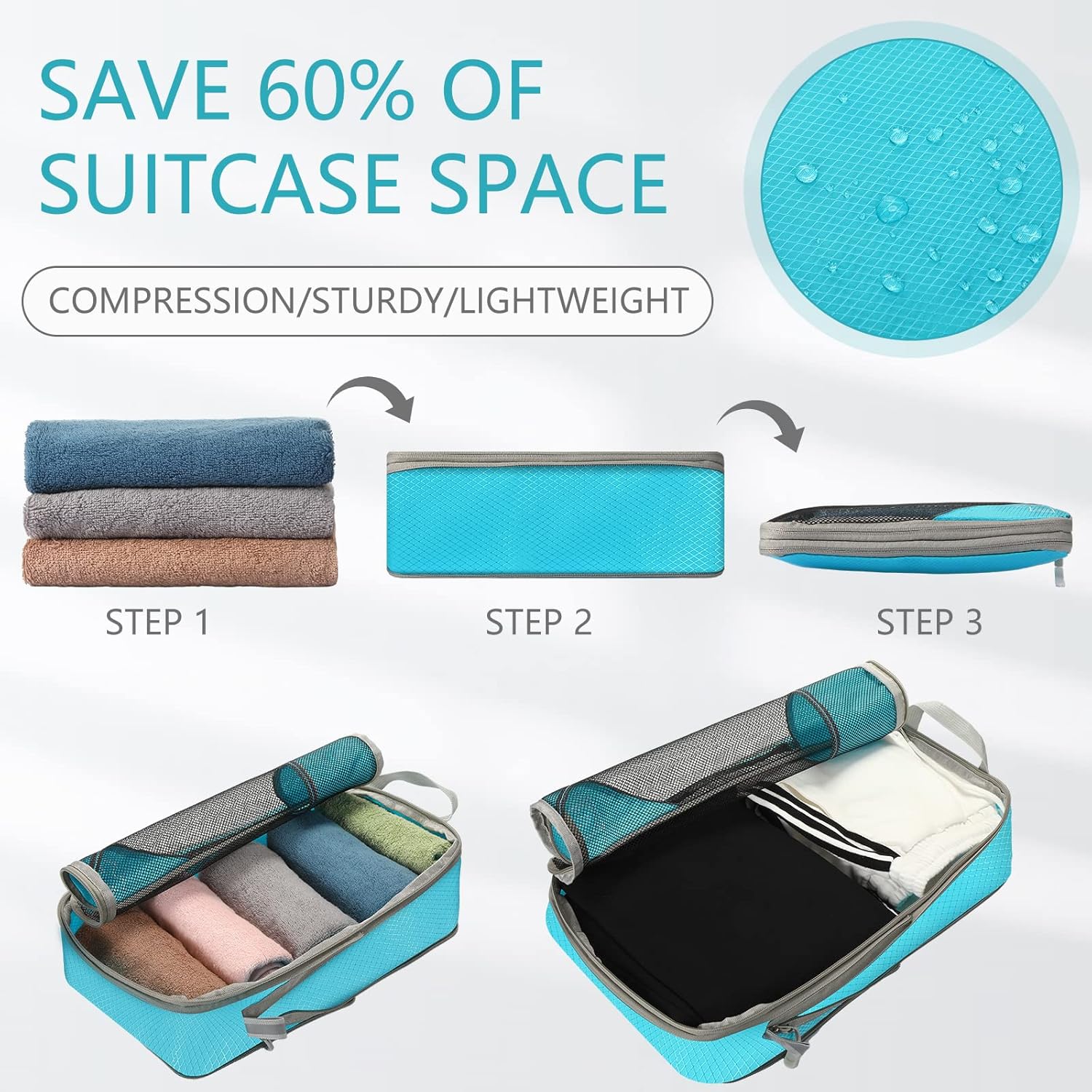 Expandable & Compression Packing Cubes – 6x Pcs
