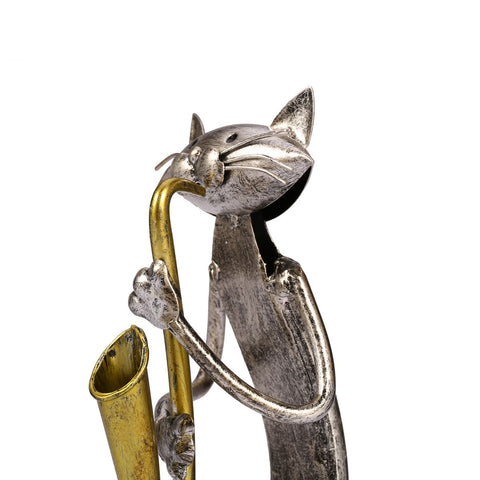 3 Mini Musician Cats Modern Sculpture