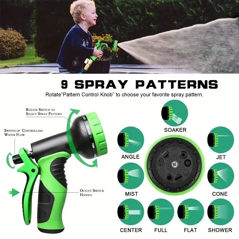 Expandable Garden Hose With 10-function Spray Nozzle - 25 Ft