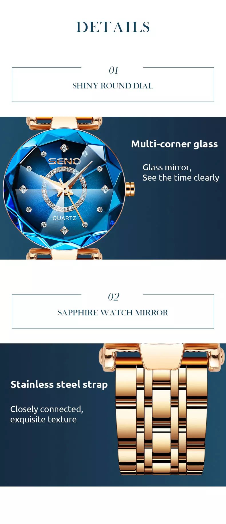 Blowout Sale- 49% Off – Starry Women’s Stainless Steel Watch