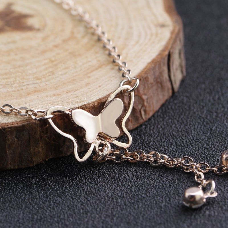 Last Day Promotion 75% Off – Butterfly Twin Diamond Tassel Anklet