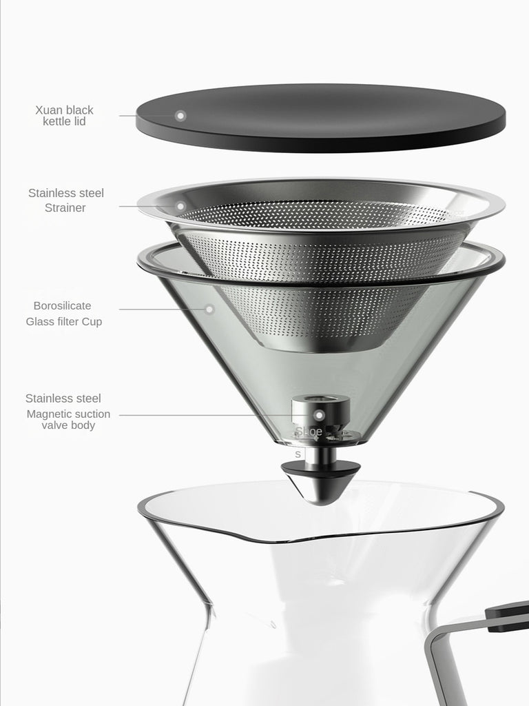 		One-button Brew Magnetic Glass Tea Pot	