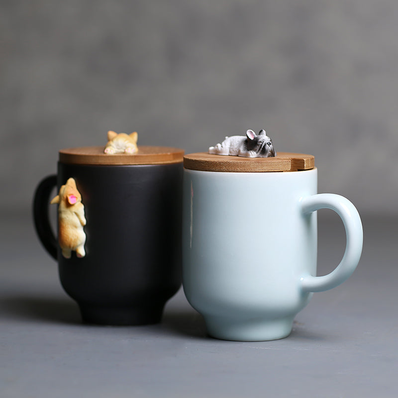 3d Climbing Bulldog Ceramic Mugs