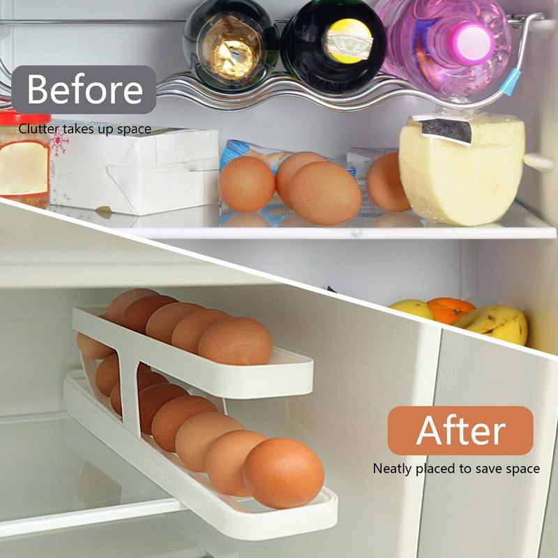 		Automatic Egg Rolling Holder Organizer Rack	