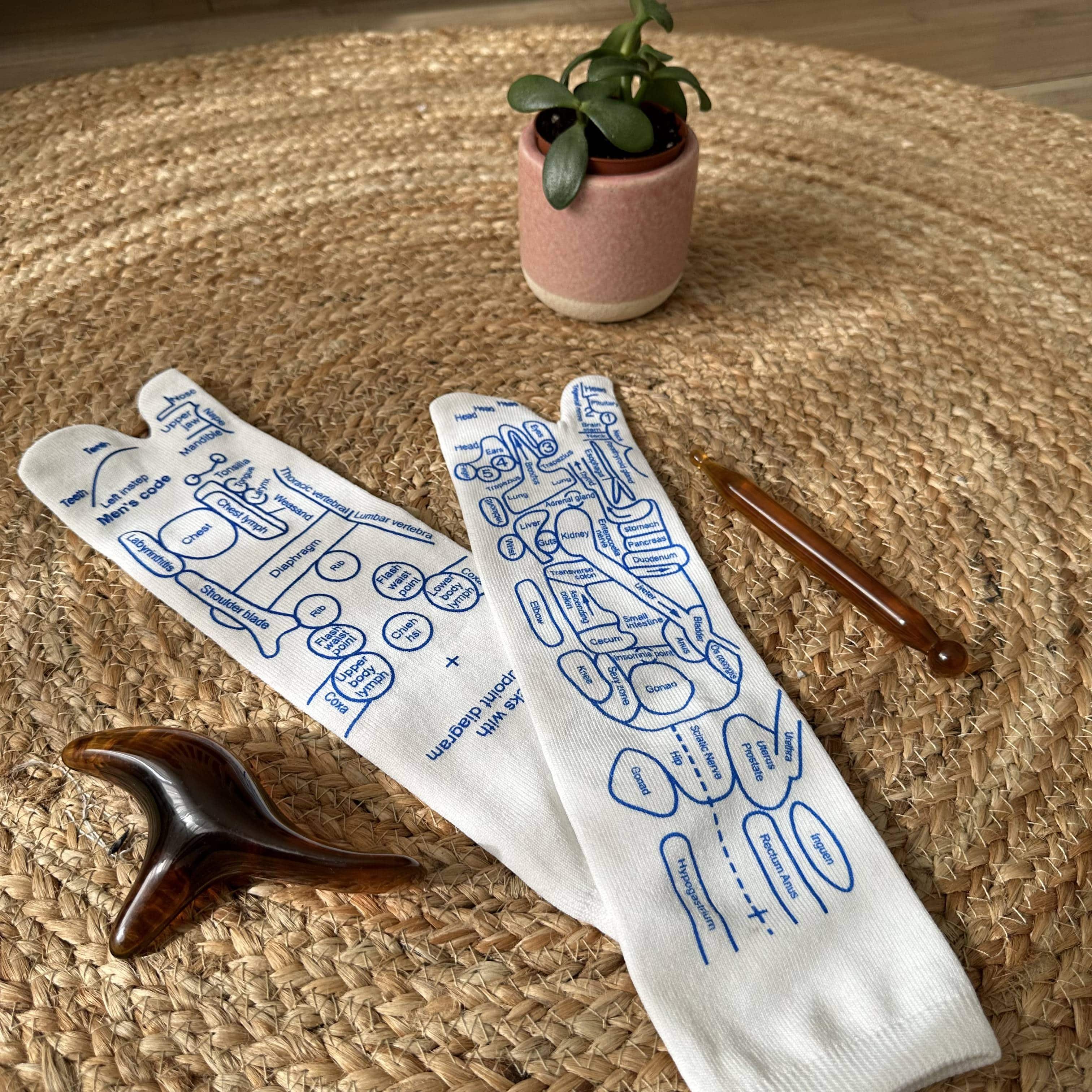 Reflexology Chart Socks With Trigger Point Massage Tool