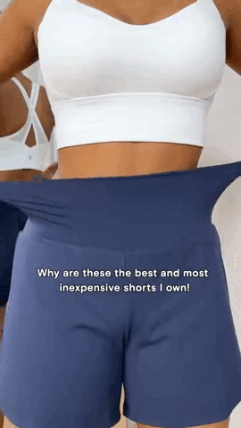 High Waisted 2-in-1 Yoga Shorts With Back And Side Pockets