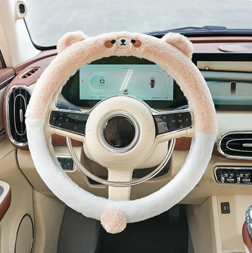 		Soft Winter Animal Plush Steering Wheel Cover	