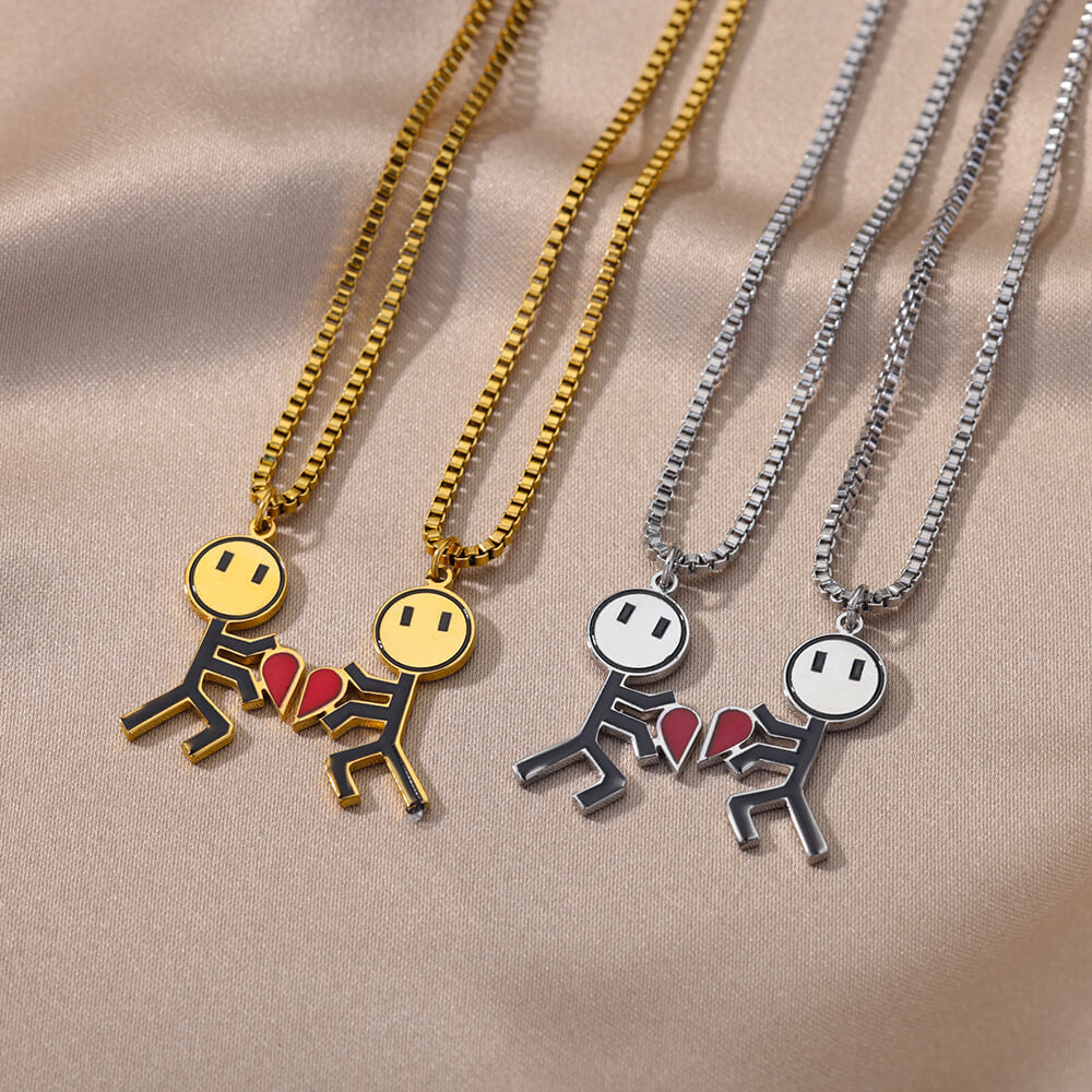 2pcs Double Love Heart-necklace