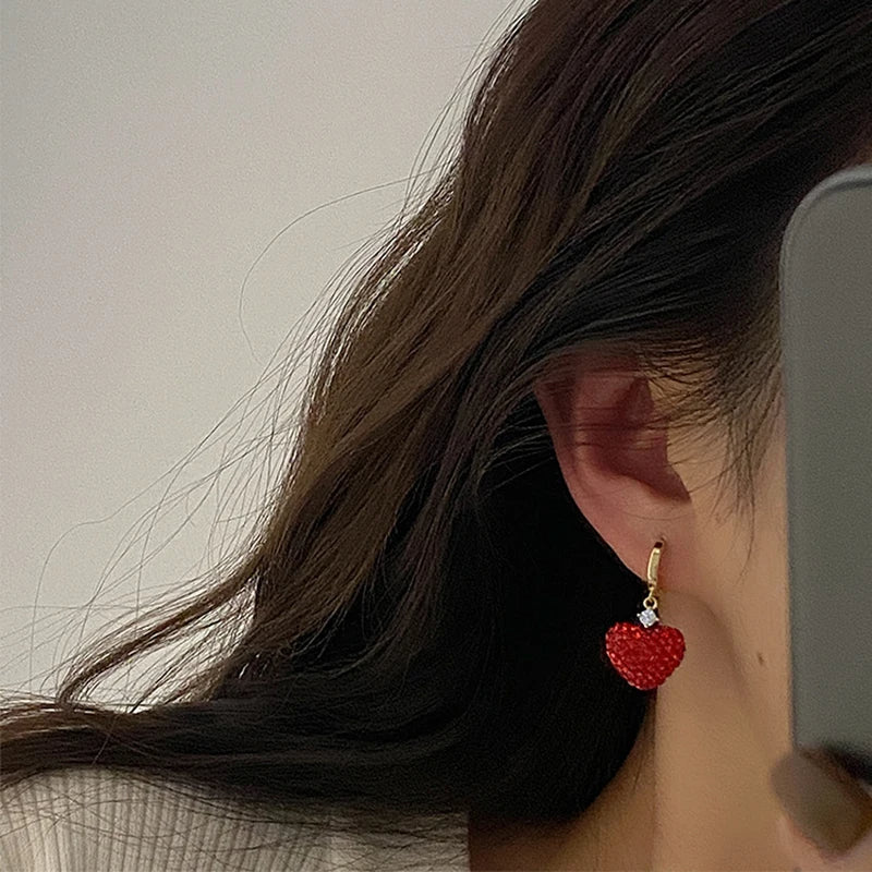 		Red Romance European Style Heart Earrings	