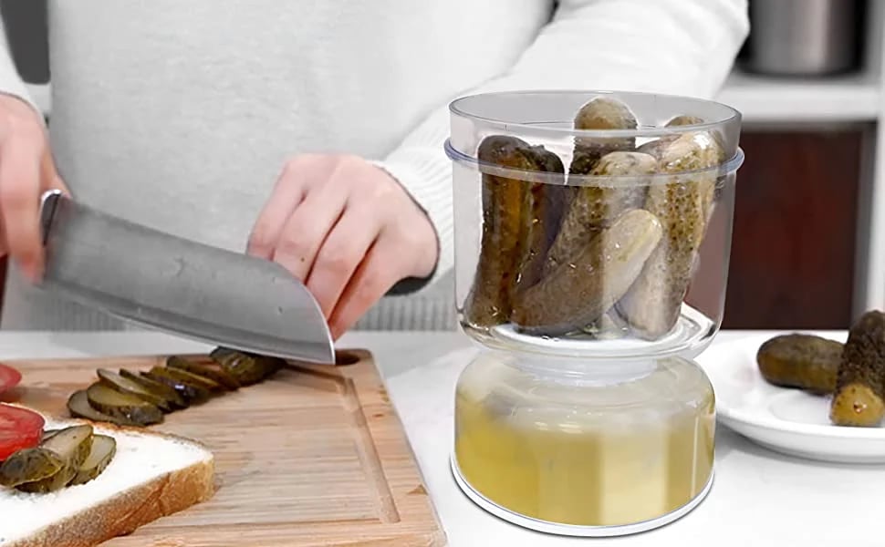 Pickle And Olives Jar Container With Strainer