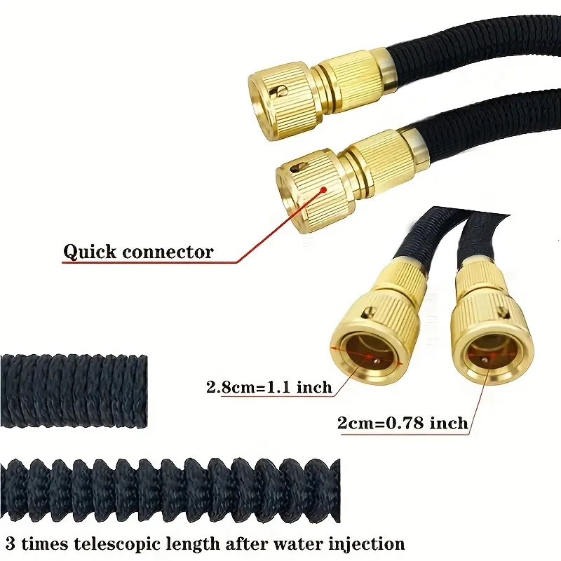 Expandable Garden Hose With 10-function Spray Nozzle - 25 Ft