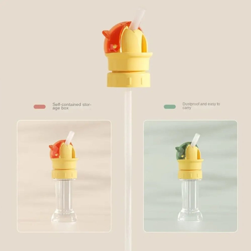 2-pack Reusable Children Beverage Water Bottle Straw Lid