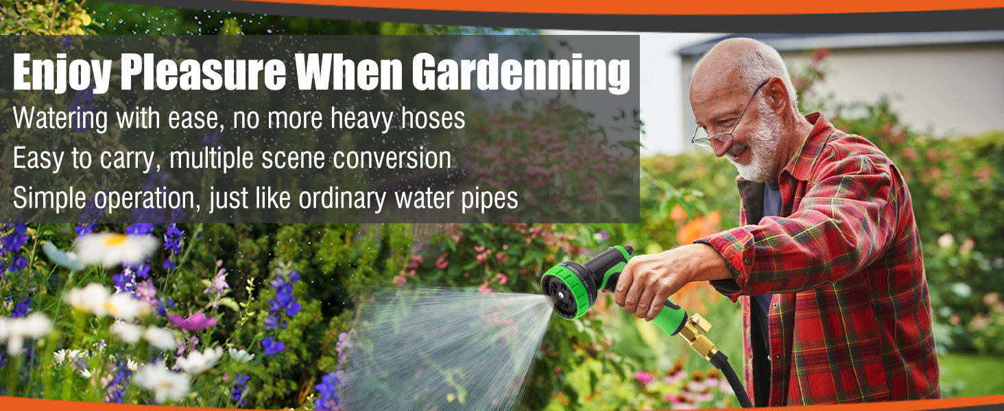 Expandable Garden Hose With 10-function Spray Nozzle - 25 Ft