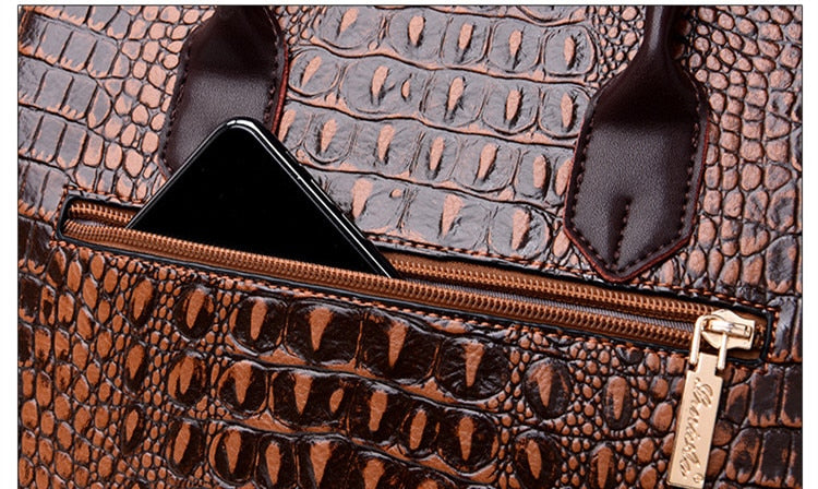 		Elegant European Style Crocodile Pattern Women Bag	