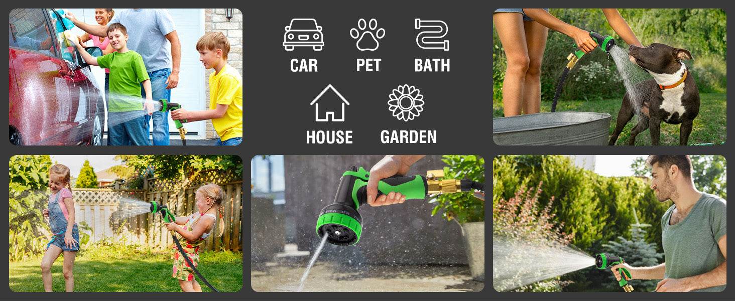 Expandable Garden Hose With 10-function Spray Nozzle - 25 Ft