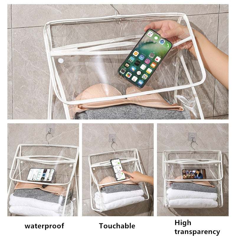 		Waterproof Transparent Hanging Bathroom Organizer Bag	