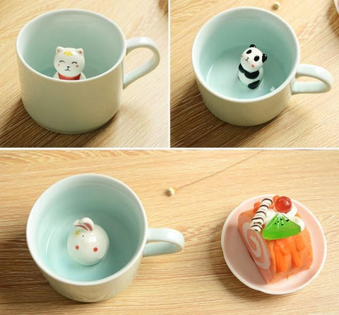 		3d Creative Cartoon Animal Ceramic Mugs	
