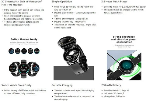 2 In 1 Smartwatch With Earphones