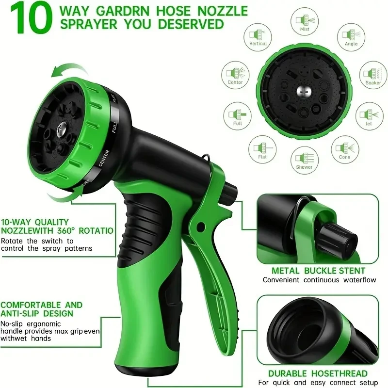 Expandable Garden Hose With 10-function Spray Nozzle - 25 Ft