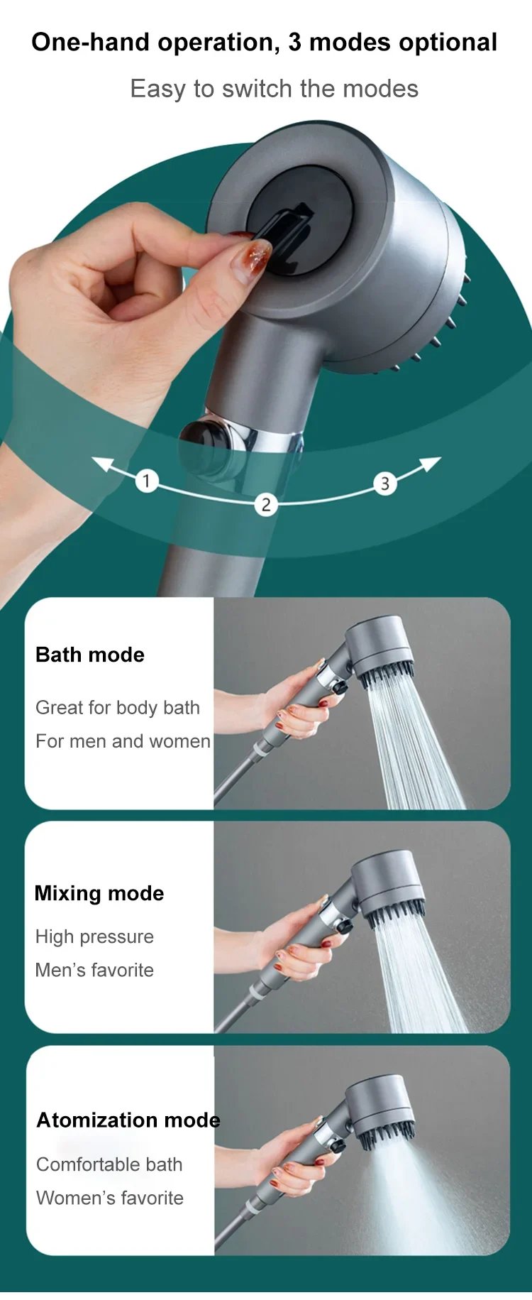 (Last Now-50% Off) Powerful Massage Shower Head With Versatile One-button Adjustment
