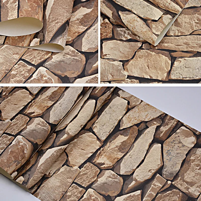 		3d Stone Pattern Retro Wallpaper	