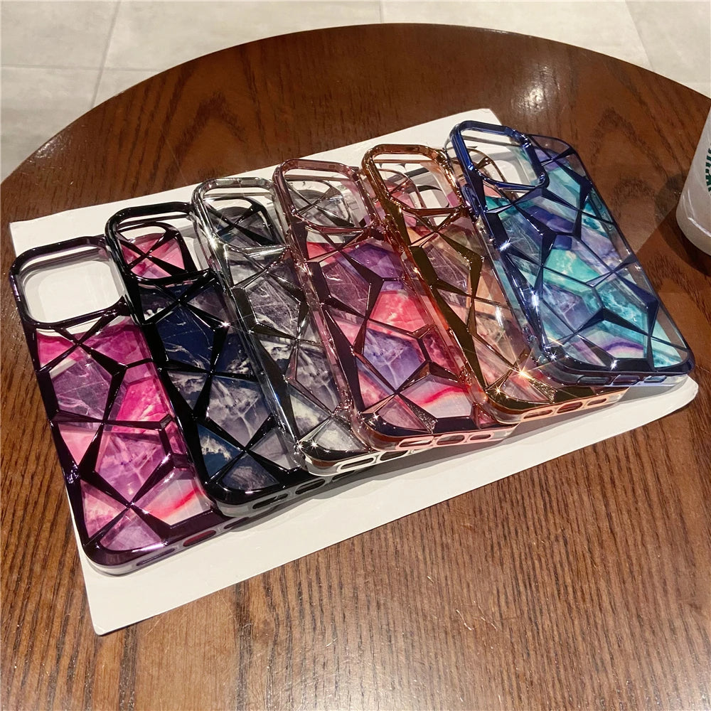 		Geometric Colorful Marble Iphone Case	