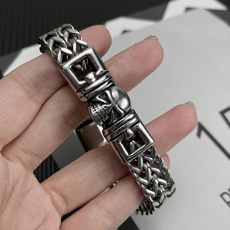 925 Silver Hip Hop Vintage Skull Bracelet