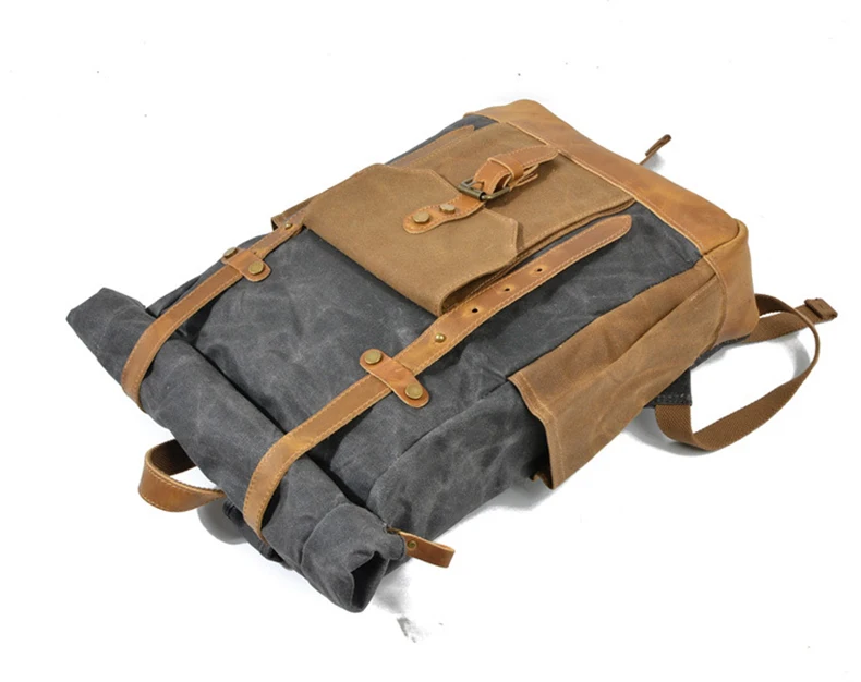 Backpack Roll-top - Canvas Leather