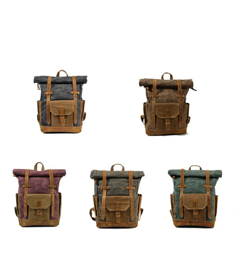 Backpack Roll-top - Canvas Leather