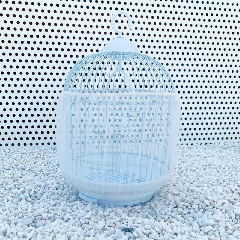 Bird Cage Food Catcher Nylon Mesh Net Cover Stretch Shell Skirt Cage