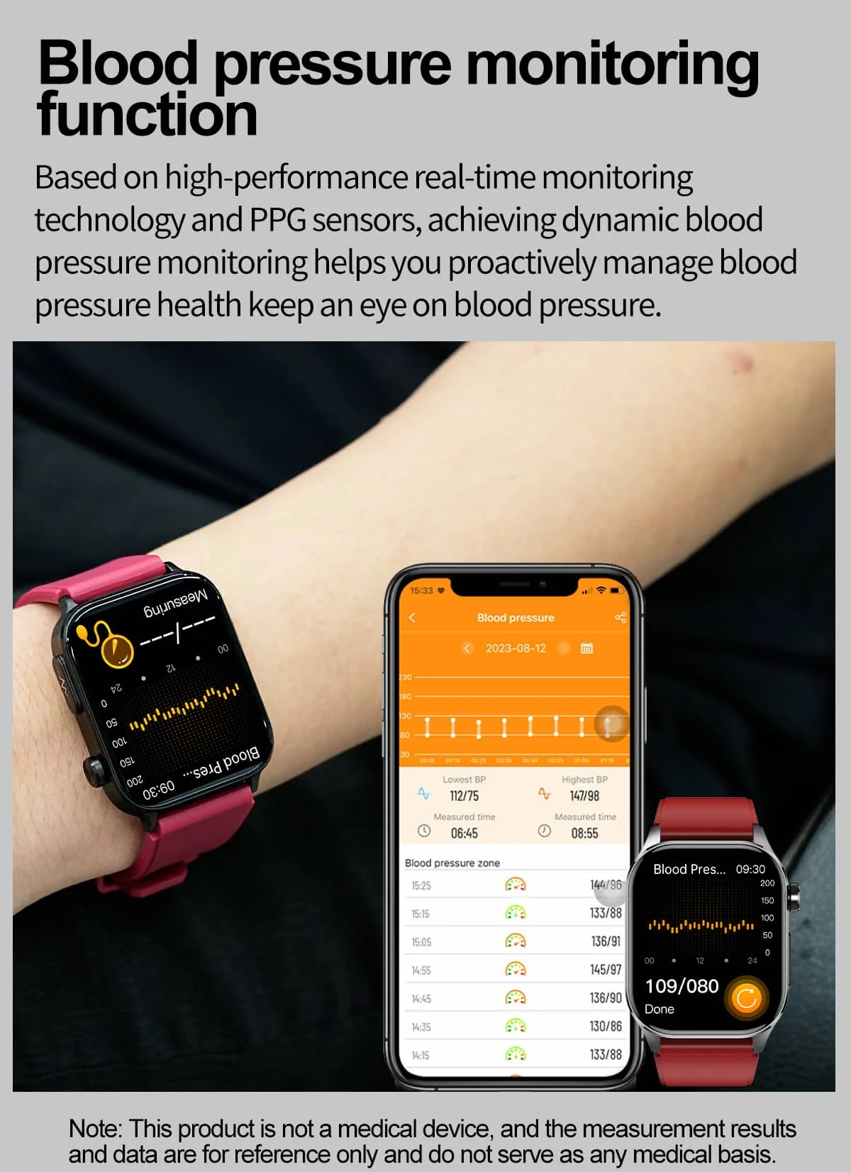 Pgs™ Blood Sugar Blood Pressure Call Intelligent Health Management Smart Watch