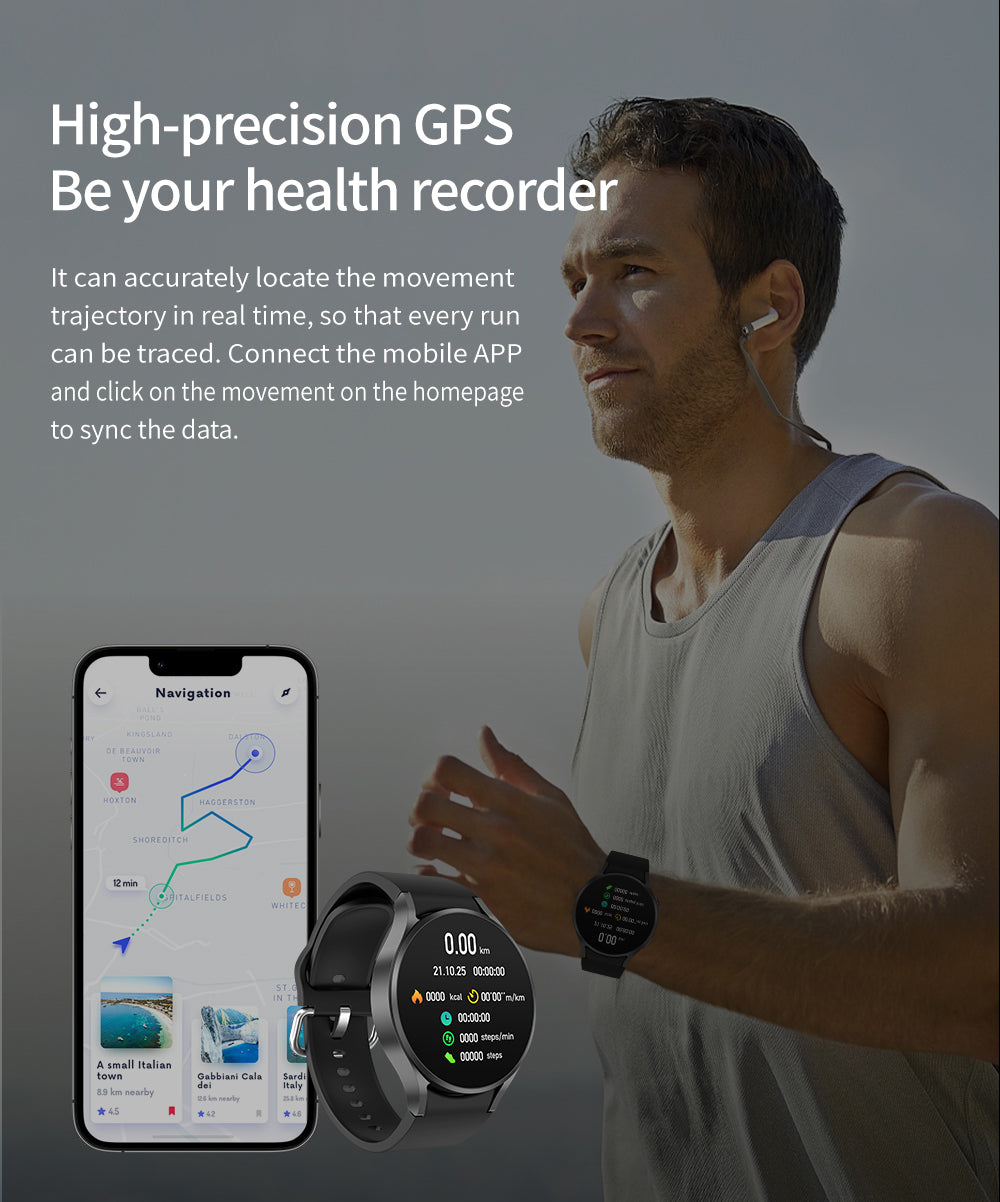 Blood Pressure Blood Oxygen Blood Sugar Monitoring, Voice Call Health Waterproof Smartwatch
