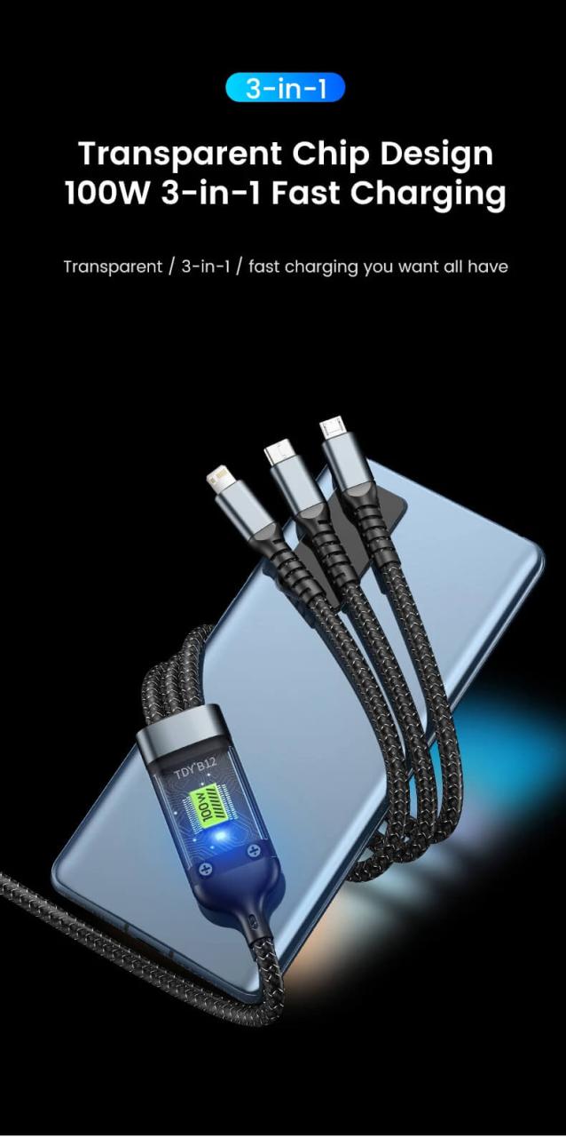 3 In 1 100w Fast Charging Cable