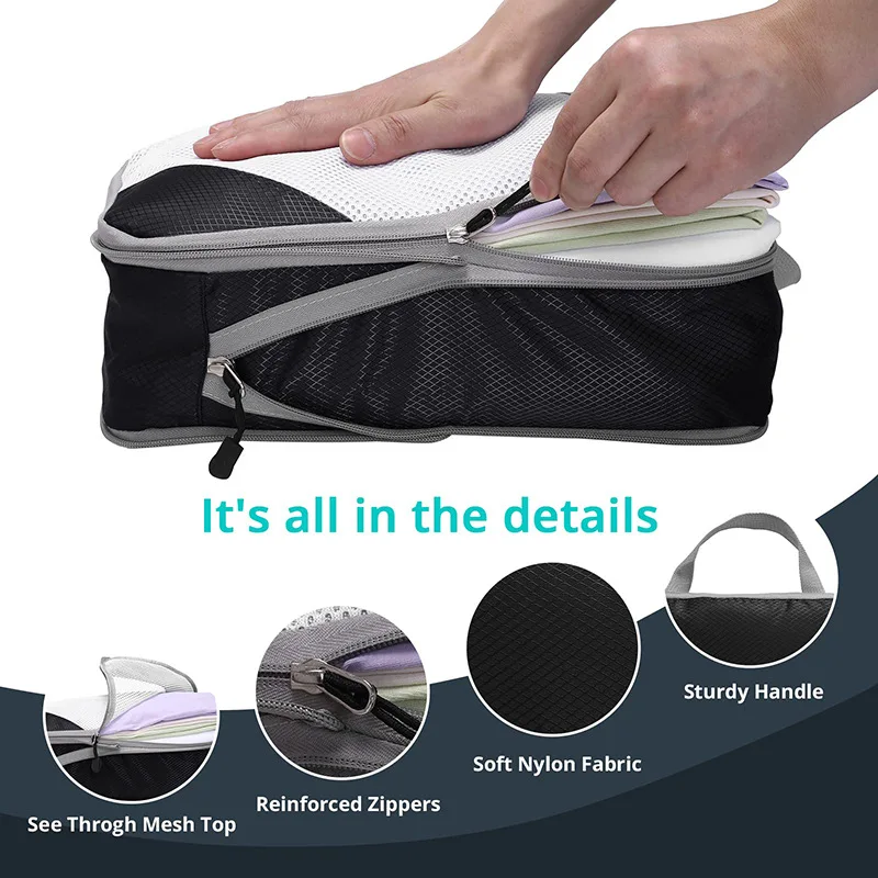 Expandable & Compression Packing Cubes – 6x Pcs