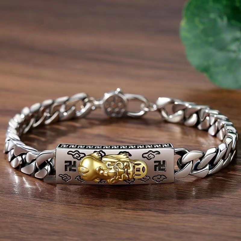 925 Silver Six-character Mantra Pixiu Bracelet
