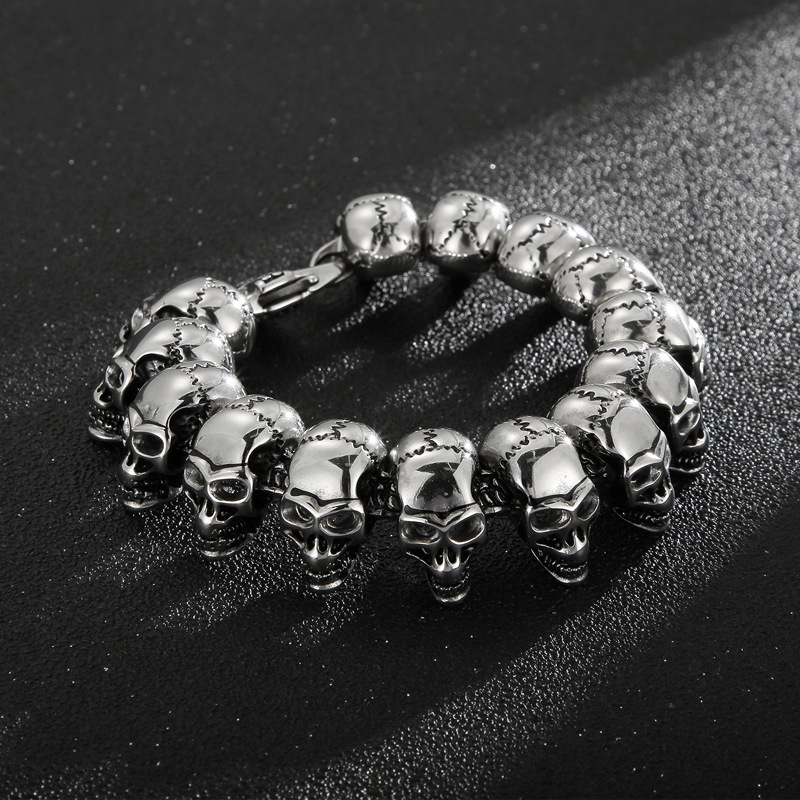 925 Silver Hip-hop Skull Bracelet