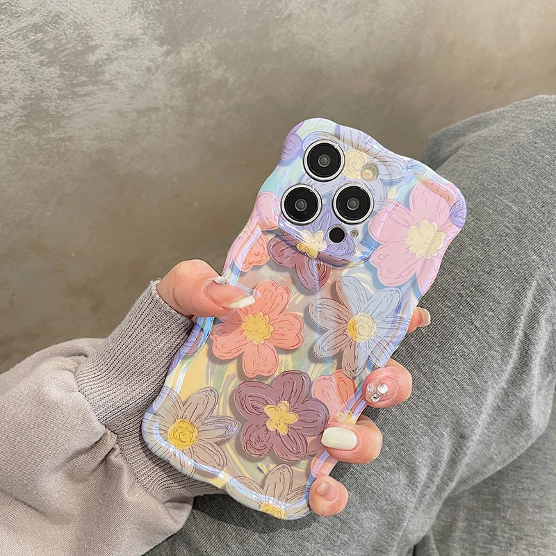 Colorful Floral Wavy Iphone Case