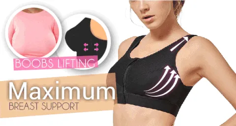 Last Day 49% Off – Wireless Supportive Adjustable Zip Front Sports Bra