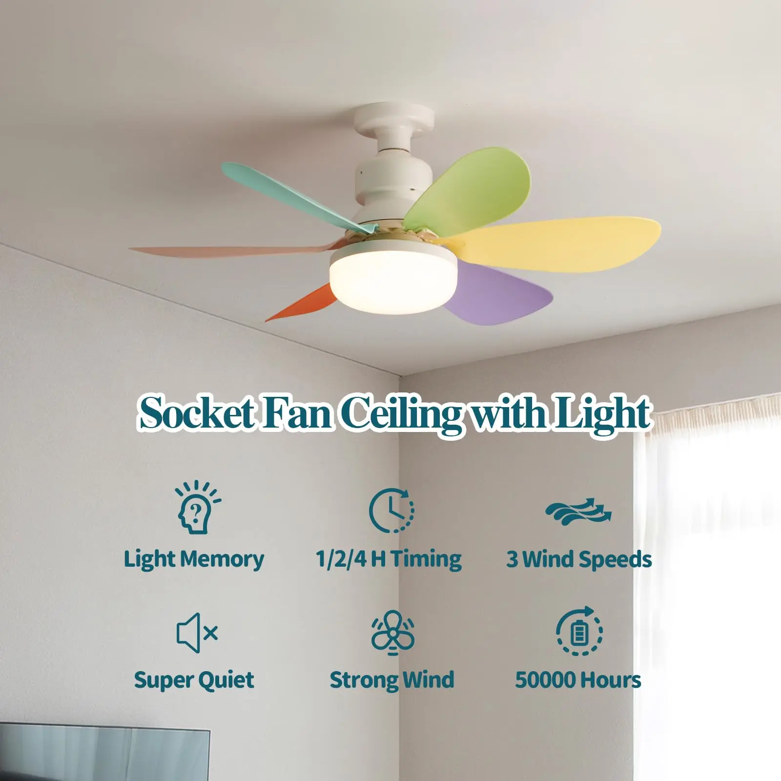 Bright Cool Ceiling Socket Fan & Light With Remote